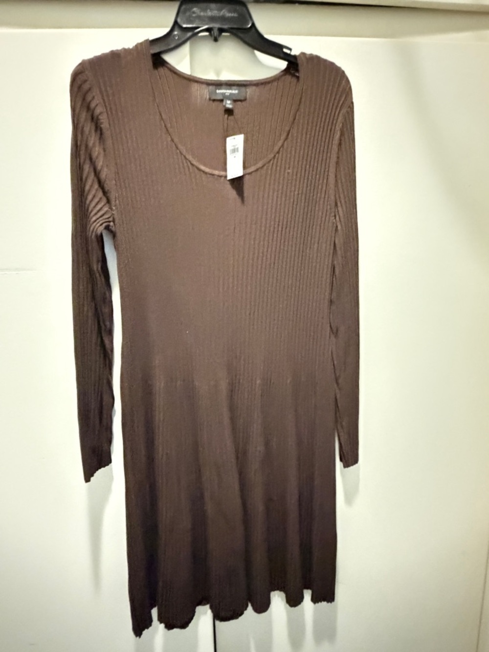 Banana Republic Ribbed Long Sleeve Knit Dress in Brown